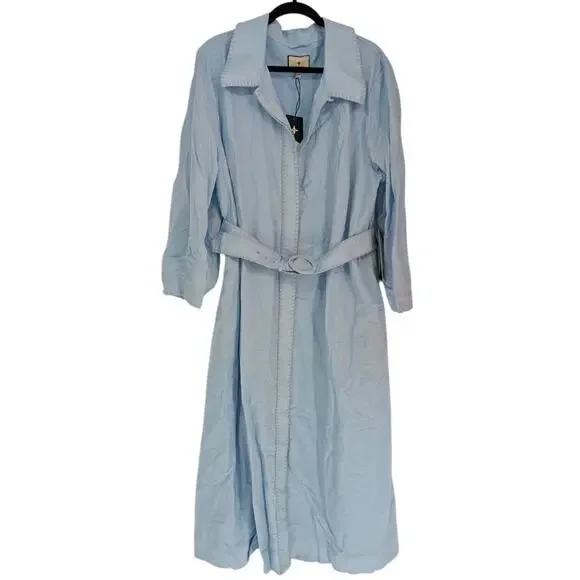 Tuckernuck Blue Linen Cotton Belted Shirt Dress XXXL NWT Midi Maxi - Picture 3 of 6